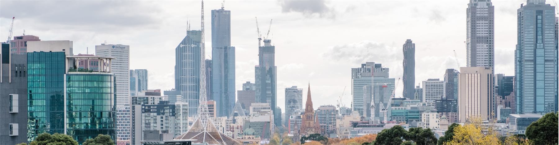 The Melbourne skyline with its glass towers