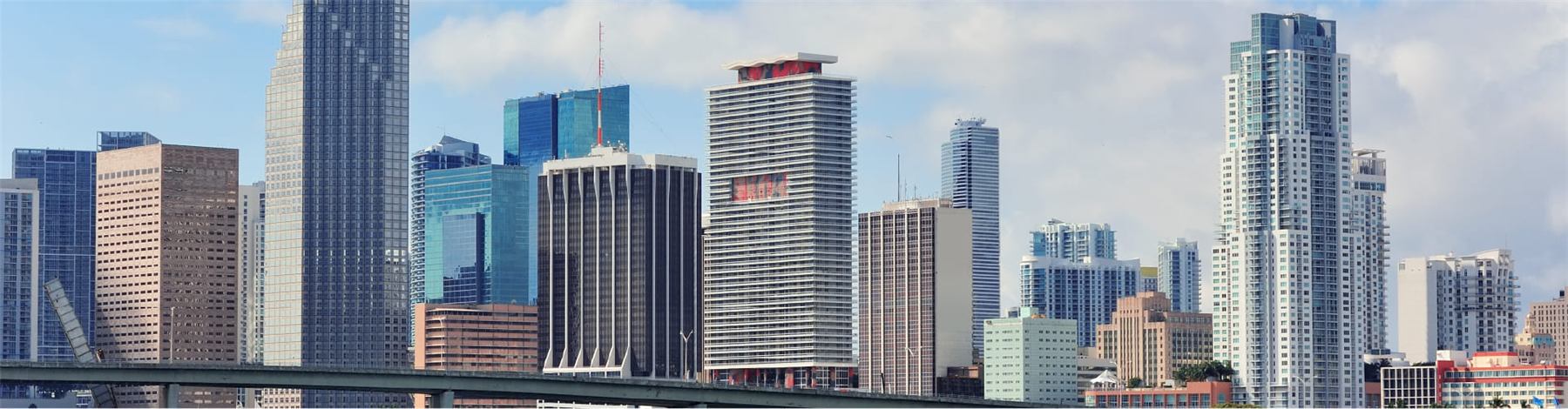 The Miami skyline with modern glass towers