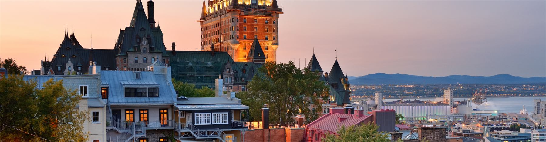 Quebec City with the Chateau Frontenac above the St. Lawrence River